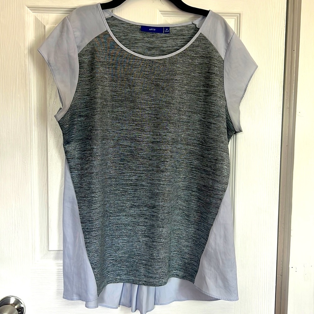 Apt 9  Womens   T Grey and Blue High-Low  Medium Short Sleeves Lightweig…